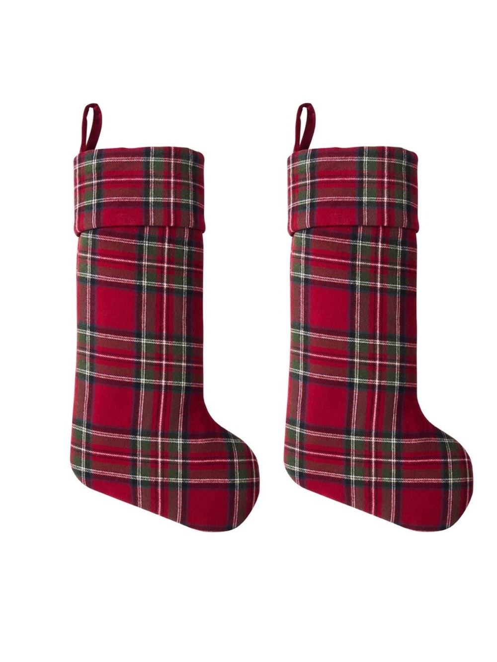 My Texas House Angie Red Plaid Christmas Stockings, 20" x 10" Set of 2